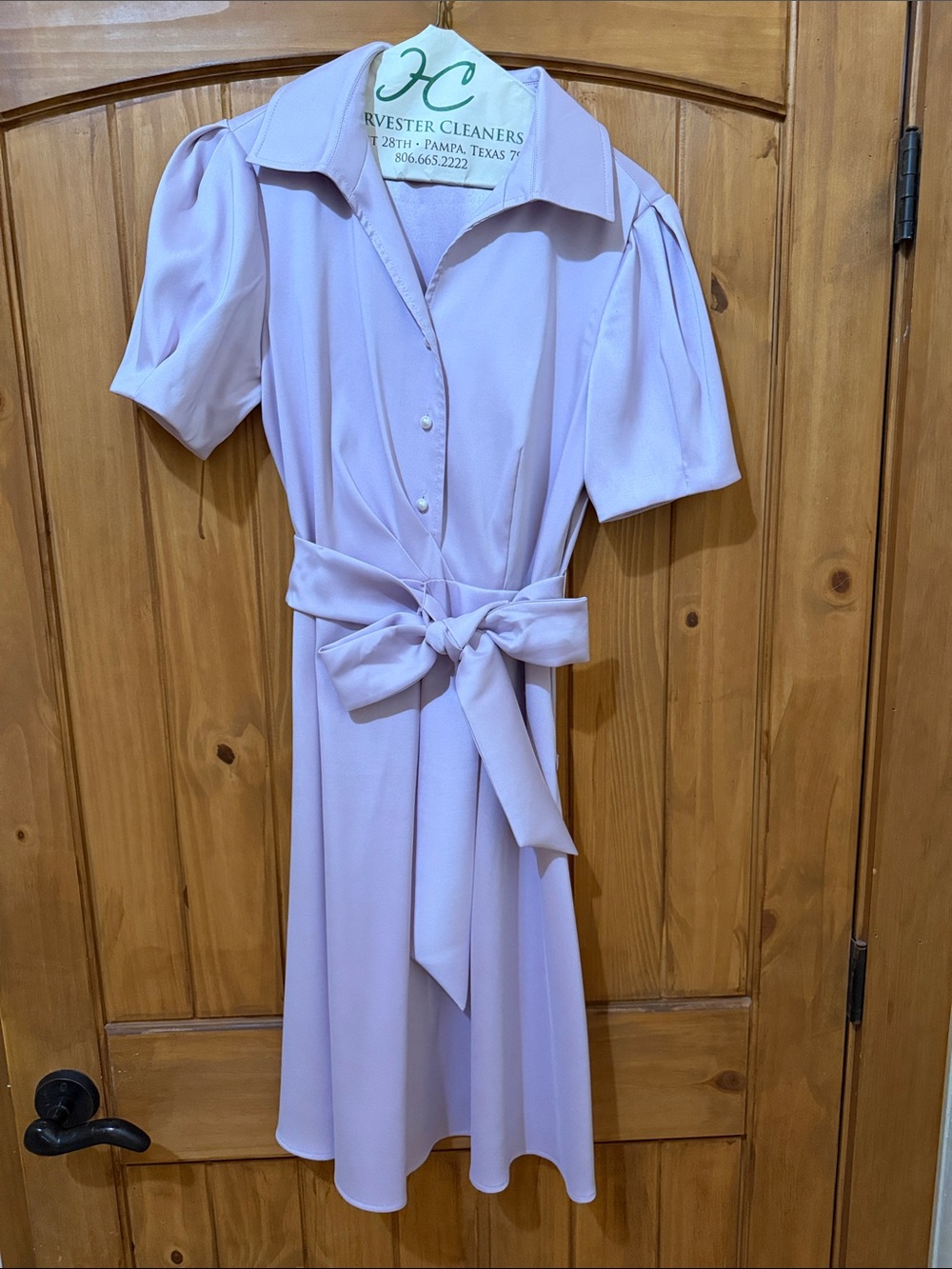 Preston & York Lilac Tie-Waist Midi Dress with Pearl Buttons